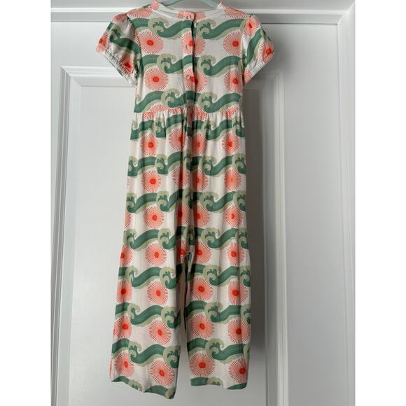 Kate Quinn Suns and Waves EUC Jumpsuit Size 18-24 Months Bamboo Green Orange - Picture 2 of 4